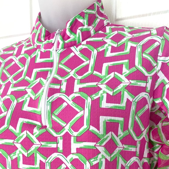 Icikuls ICIKULS Pink & Green Long Sleeve Sun Shirt Top size Small - Picture 13 of 13
